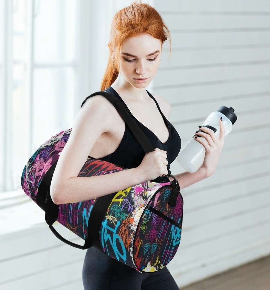 Graffiti Print Womens Canvas Gym Duffle